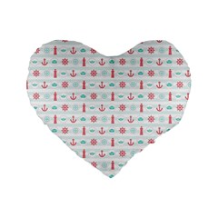 Seamless Nautical Pattern Standard 16  Premium Flano Heart Shape Cushions by TastefulDesigns