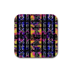 Urban Tribal Stripes Rubber Square Coaster (4 Pack)  by dflcprints