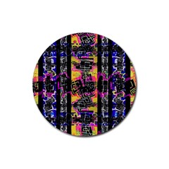 Urban Tribal Stripes Rubber Coaster (round)  by dflcprints