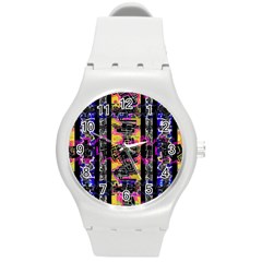 Urban Tribal Stripes Round Plastic Sport Watch (m) by dflcprints