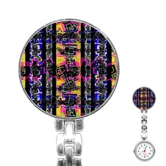 Urban Tribal Stripes Stainless Steel Nurses Watch by dflcprints