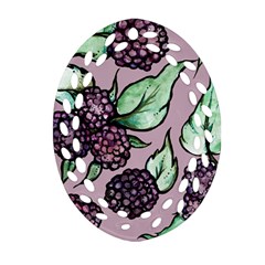 Black Raspberry Fruit Purple Pattern Oval Filigree Ornament (2-side)  by BubbSnugg