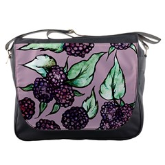 Black Raspberry Fruit Purple Pattern Messenger Bags by BubbSnugg