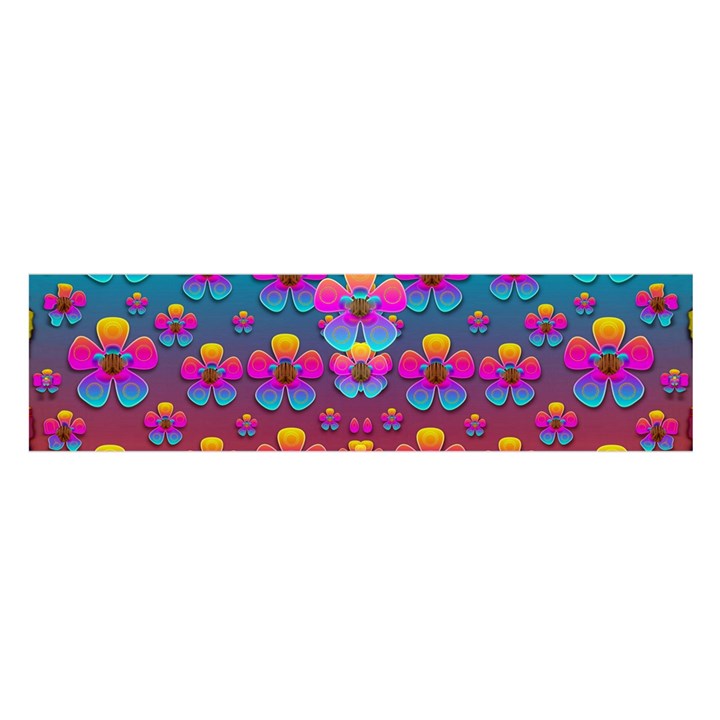 Freedom Peace Flowers Raining In Rainbows Satin Scarf (Oblong)