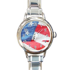 Folded American Flag Round Italian Charm Watch by StuffOrSomething