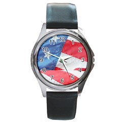 Folded American Flag Round Metal Watch by StuffOrSomething