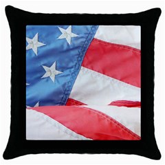 Folded American Flag Throw Pillow Case (black) by StuffOrSomething