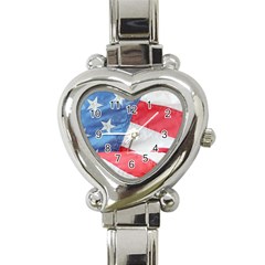 Folded American Flag Heart Italian Charm Watch by StuffOrSomething