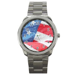 Folded American Flag Sport Metal Watch by StuffOrSomething