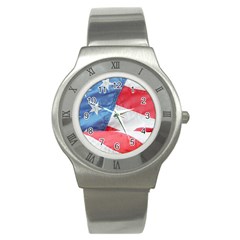 Folded American Flag Stainless Steel Watch by StuffOrSomething