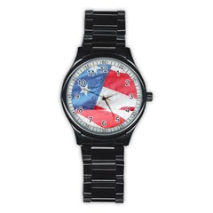 Folded American Flag Stainless Steel Round Watch by StuffOrSomething