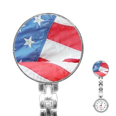 Folded American Flag Stainless Steel Nurses Watch by StuffOrSomething