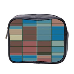 Rectangles In Retro Colors Pattern                      Mini Toiletries Bag (two Sides) by LalyLauraFLM