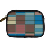 Rectangles in retro colors pattern                      	Digital Camera Leather Case Front