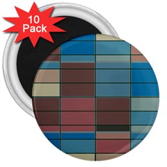 Rectangles In Retro Colors Pattern                      			3  Magnet (10 Pack) by LalyLauraFLM