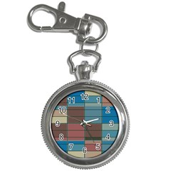 Rectangles In Retro Colors Pattern                      			key Chain Watch by LalyLauraFLM