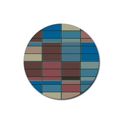 Rectangles In Retro Colors Pattern                      			rubber Round Coaster (4 Pack) by LalyLauraFLM