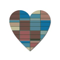 Rectangles In Retro Colors Pattern                      			magnet (heart) by LalyLauraFLM