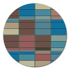 Rectangles In Retro Colors Pattern                      			magnet 5  (round) by LalyLauraFLM