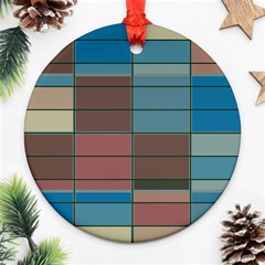 Rectangles In Retro Colors Pattern                      			ornament (round) by LalyLauraFLM