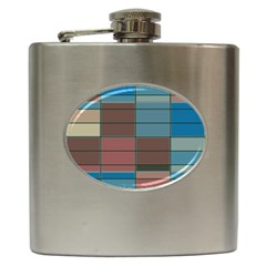 Rectangles In Retro Colors Pattern                      			hip Flask (6 Oz) by LalyLauraFLM