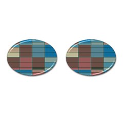 Rectangles In Retro Colors Pattern                      			cufflinks (oval) by LalyLauraFLM