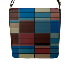 Rectangles In Retro Colors Pattern                      			flap Closure Messenger Bag (l) by LalyLauraFLM