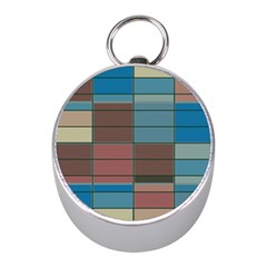 Rectangles In Retro Colors Pattern                      			silver Compass (mini) by LalyLauraFLM