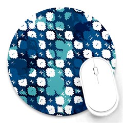 Blue Texture                       			round Mousepad by LalyLauraFLM