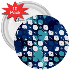 Blue Texture                       			3  Button (10 Pack) by LalyLauraFLM