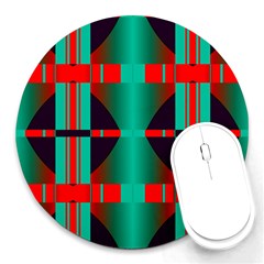 Vertical Stripes And Other Shapes                        			round Mousepad by LalyLauraFLM