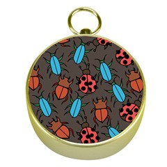 Beetles And Ladybug Pattern Bug Lover  Gold Compasses by BubbSnugg