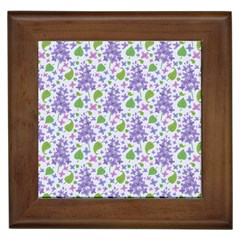 Liliac Flowers And Leaves Pattern Framed Tiles by TastefulDesigns