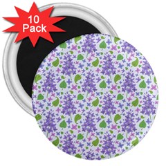 Liliac Flowers And Leaves Pattern 3  Magnets (10 Pack)  by TastefulDesigns