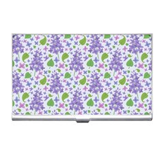 Liliac Flowers And Leaves Pattern Business Card Holders by TastefulDesigns