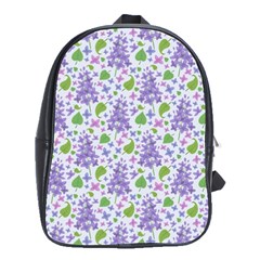 Liliac Flowers And Leaves Pattern School Bags(large)  by TastefulDesigns