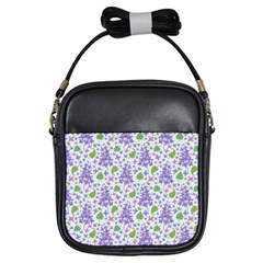 Liliac Flowers And Leaves Pattern Girls Sling Bags