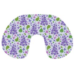 Liliac Flowers And Leaves Pattern Travel Neck Pillows by TastefulDesigns