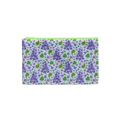 Liliac Flowers And Leaves Pattern Cosmetic Bag (xs)