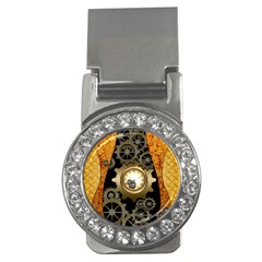 Steampunk Golden Design With Clocks And Gears Money Clips (cz)  by FantasyWorld7