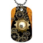 Steampunk Golden Design With Clocks And Gears Dog Tag (One Side) Front