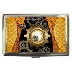 Steampunk Golden Design With Clocks And Gears Cigarette Money Cases by FantasyWorld7