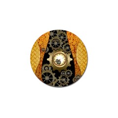 Steampunk Golden Design With Clocks And Gears Golf Ball Marker by FantasyWorld7