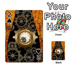 Steampunk Golden Design With Clocks And Gears Playing Cards 54 Designs  by FantasyWorld7