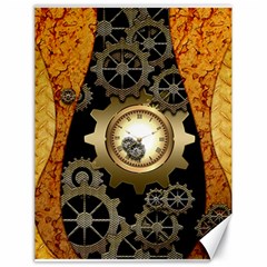 Steampunk Golden Design With Clocks And Gears Canvas 18  X 24   by FantasyWorld7