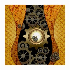 Steampunk Golden Design With Clocks And Gears Medium Glasses Cloth by FantasyWorld7