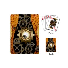 Steampunk Golden Design With Clocks And Gears Playing Cards (mini)  by FantasyWorld7