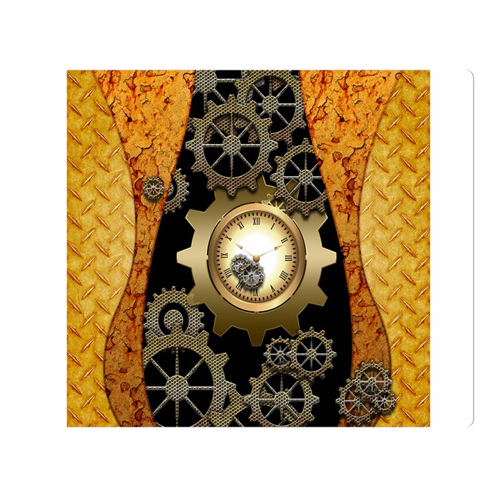 Steampunk Golden Design With Clocks And Gears Double Sided Flano Blanket (Large) 