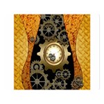 Steampunk Golden Design With Clocks And Gears Double Sided Flano Blanket (Large)  Blanket Back