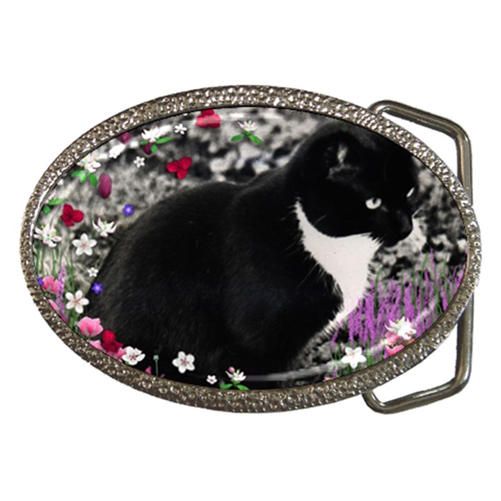 Freckles In Flowers Ii, Black White Tux Cat Belt Buckles